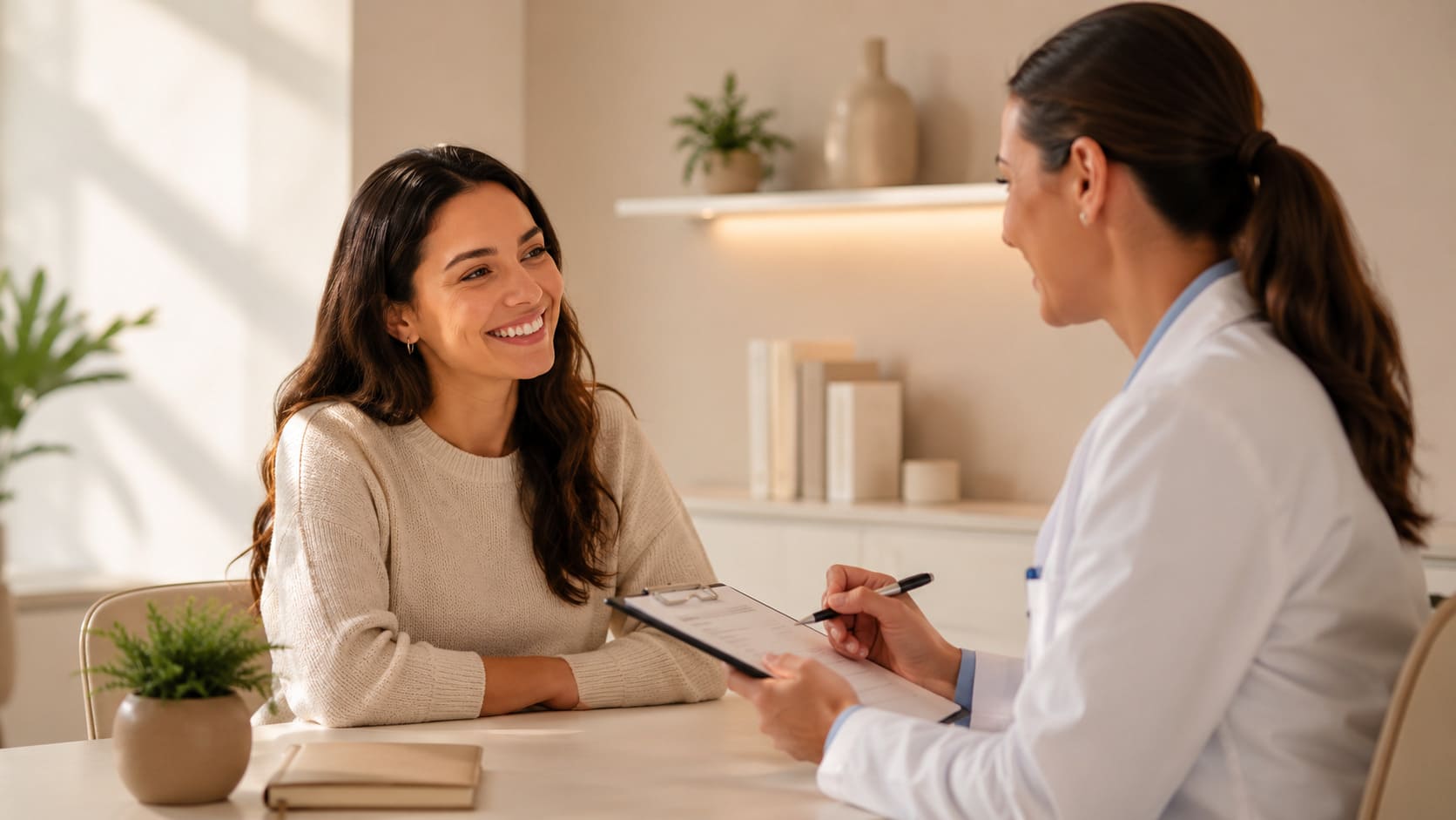 Paciente recibiendo atención médica privada en una clínica moderna